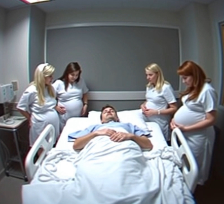 All the nurses who had cared for a man lying in a coma for more