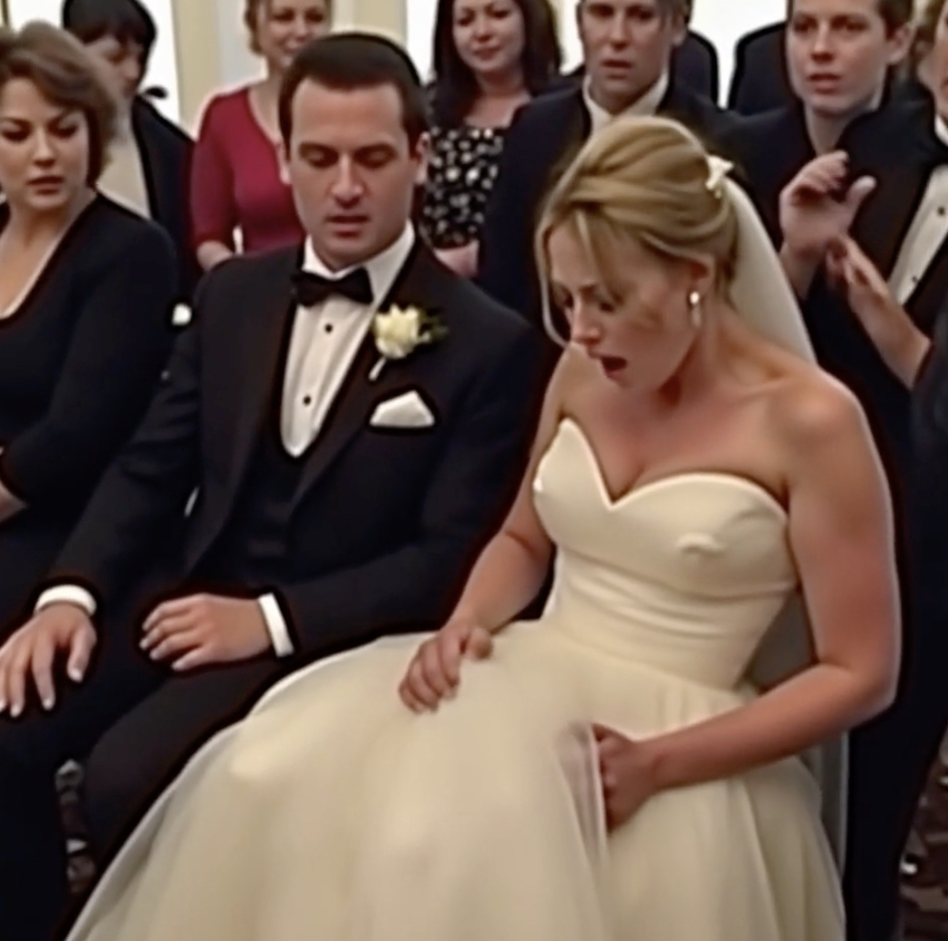 At the wedding, something started moving under the bride’s dress! The groom turned pale —