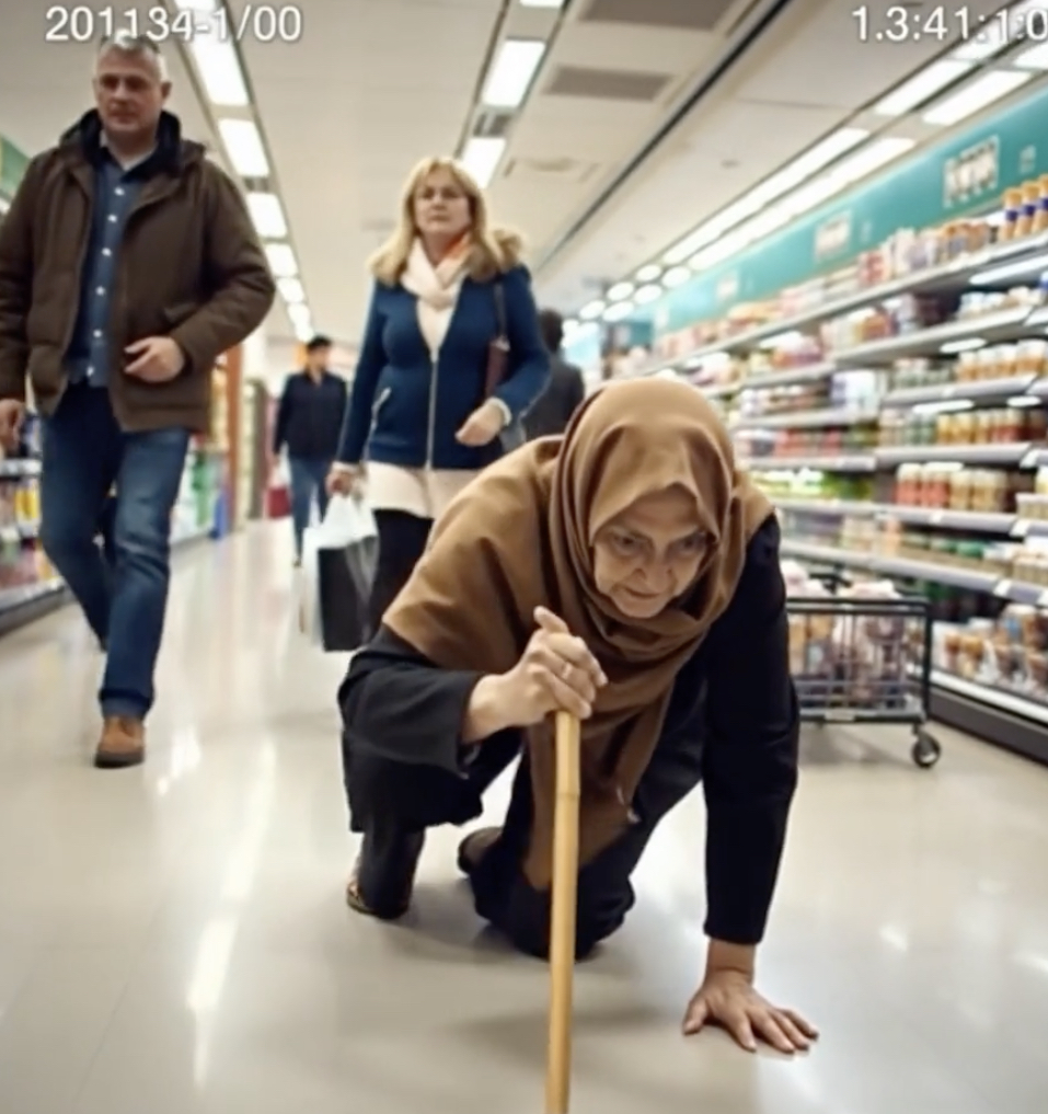 An elderly woman fell in the middle of a supermarket, but no one even tried