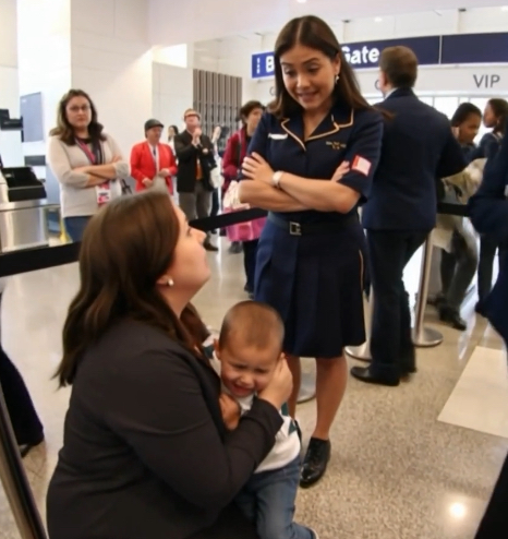 At the boarding gate, the ground staff blocked me and my son. “Your tickets were