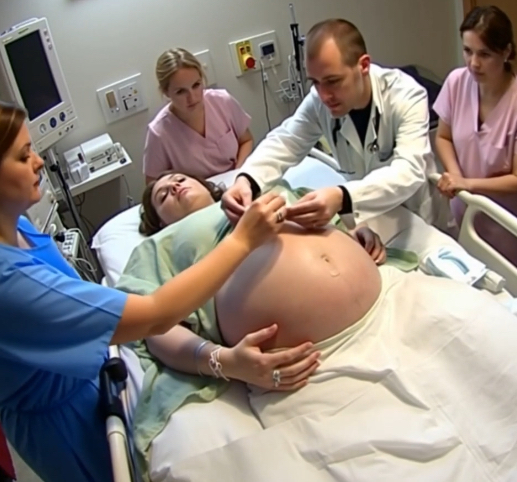 While changing the bandages of a young woman who had been in a coma for