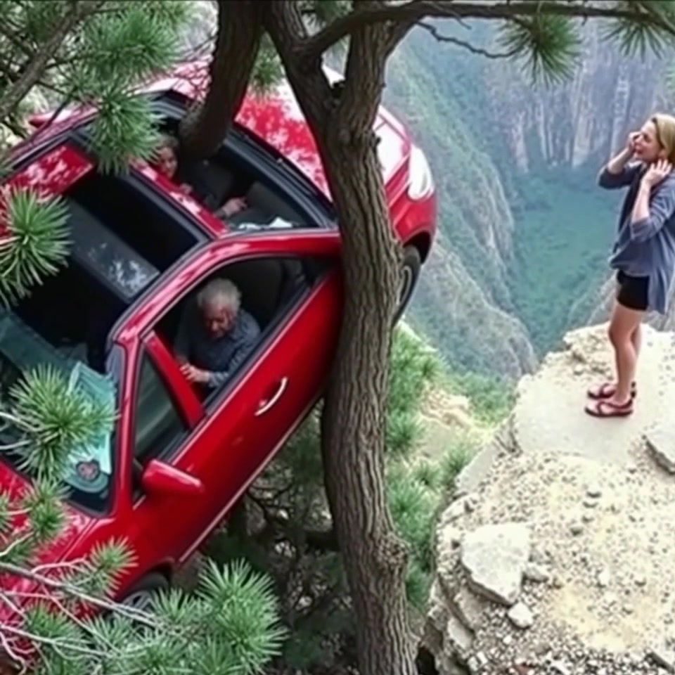 My daughter cut the car’s brake lines. When the car skidded off the cliff, we