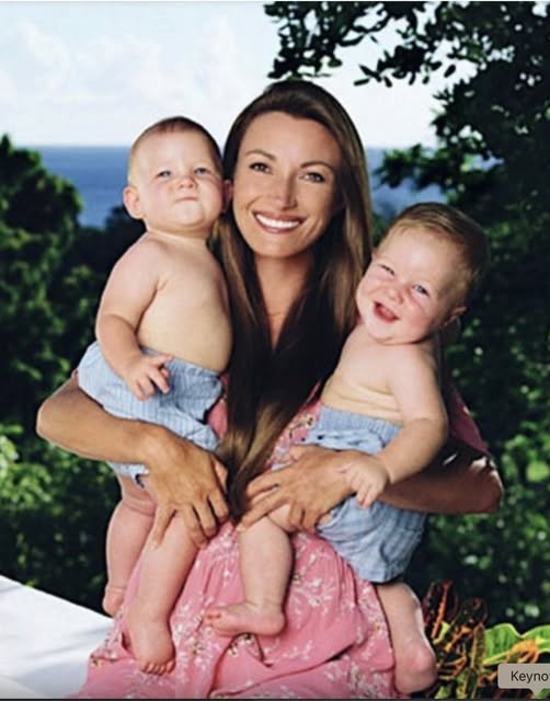 Jane Seymour shows off twin sons she gave birth to aged 44