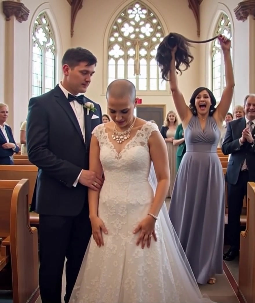 During the wedding, my mother-in-law came up to me and ripped off my wig, showing