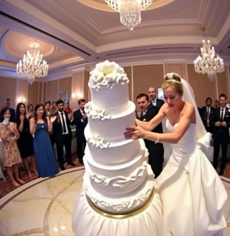 As I lifted the knife to cut the wedding cake, my sister hugged me tightly