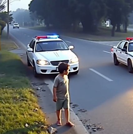 A police officer noticed a little boy—no older than three—wandering by himself along the edge